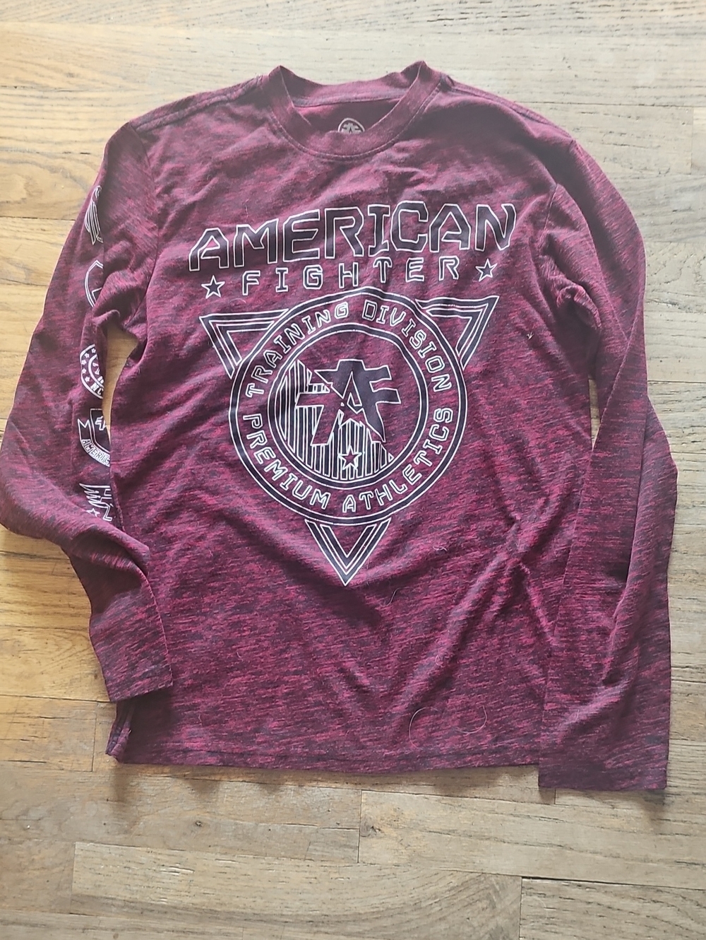American Fighter Long-Sleeve Graphic Tee - Maroon and White